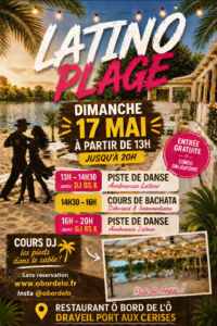 Beach Club Brunch Cours de danse Salsa et Latino Piste de danse O bord de l'O restaurant-festif Draveil Essonne